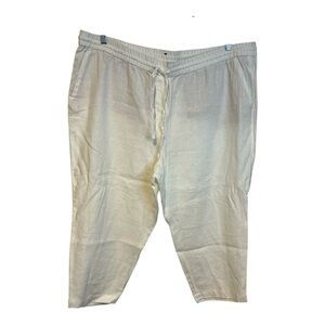 Talbots Womens Petite Size 22WP Pull On Cropped Linen Pants White Pockets